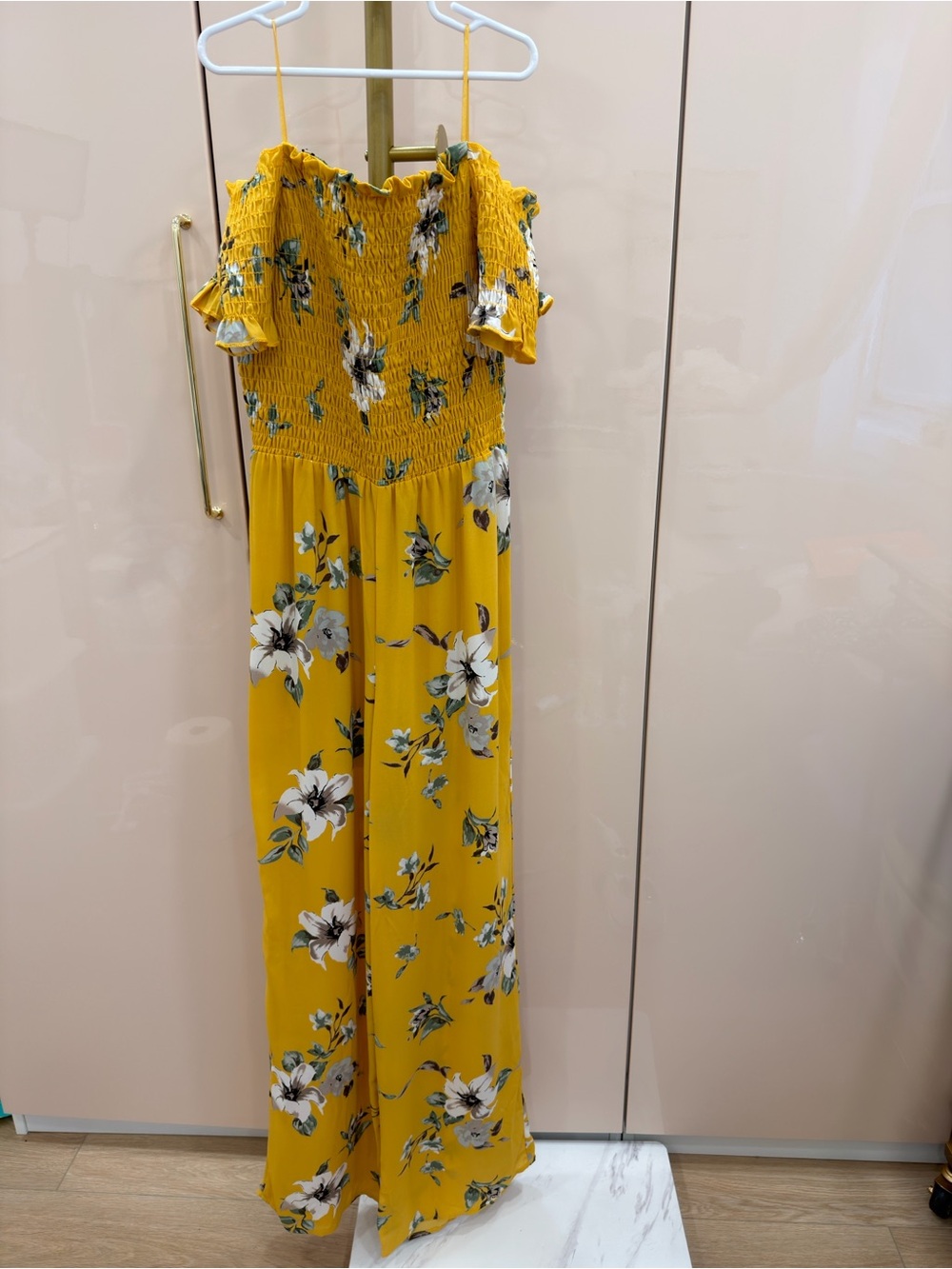Sienna Sky Yellow Floral Off-Shoulder Jumpsuit